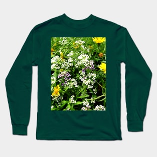 White, Lavender and Yellow Wild Flowers Long Sleeve T-Shirt
